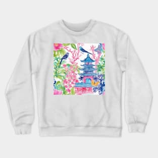 Colorful pagodas and birds Crewneck Sweatshirt